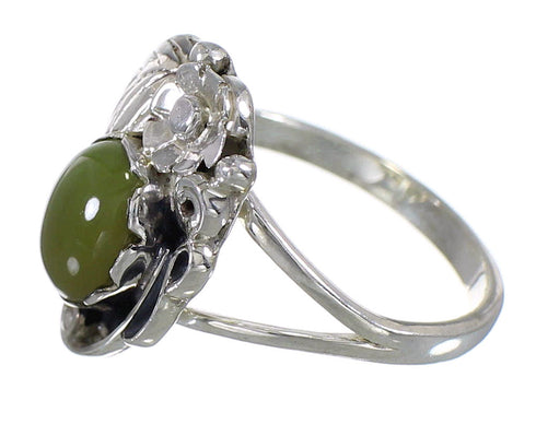 Turquoise Sterling Silver Southwestern Flower Ring Size 7-1/2 AX88237