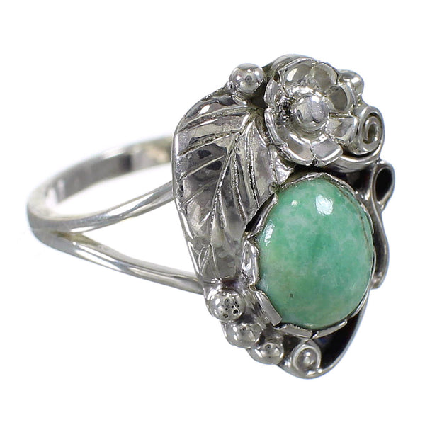 Southwestern Turquoise Sterling Silver Flower Ring Size 7-1/4 AX88242