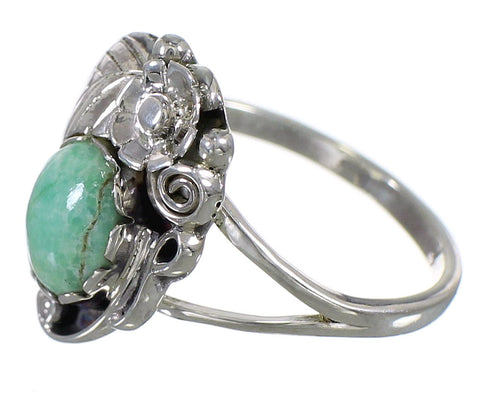 Southwestern Turquoise Genuine Sterling Silver Flower Ring Size 4-3/4 AX88243