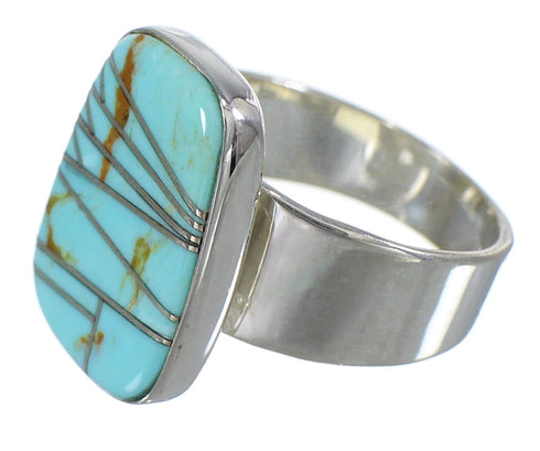 Turquoise Inlay Sterling Silver Southwest Ring Size 4-3/4 AX88248