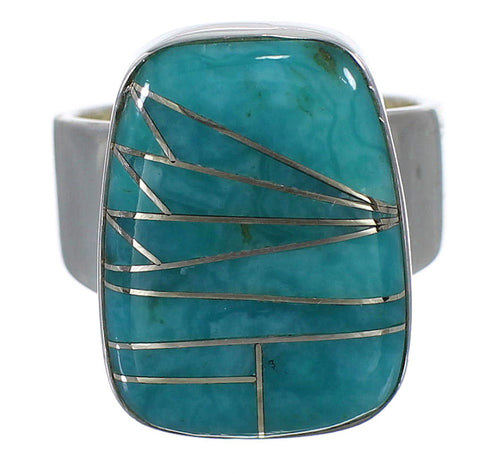 Turquoise Sterling Silver Southwestern Ring Size 5 AX88250