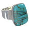 Silver Southwest Turquoise Inlay Ring Size 6-1/2 AX88256
