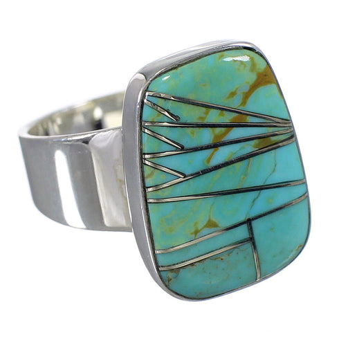 Authentic Sterling Silver Southwest Turquoise Jewelry Ring Size 5-1/2 AX88262