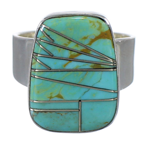 Authentic Sterling Silver Southwest Turquoise Jewelry Ring Size 5-1/2 AX88262