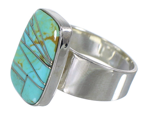 Authentic Sterling Silver Southwestern Turquoise Jewelry Ring Size 4-3/4 AX88261