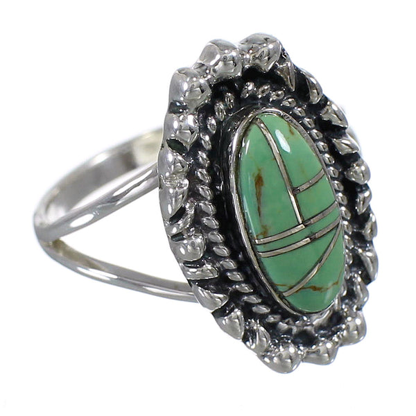 Turquoise Inlay Genuine Sterling Silver Ring Size 7-1/2 AX88266