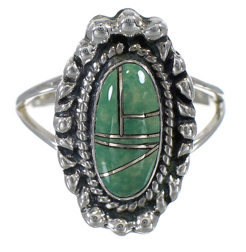 Turquoise Inlay Silver Jewelry Ring Size 6-3/4 AX88271