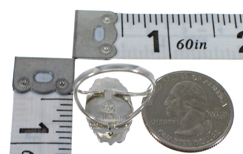 Turquoise Inlay Silver Jewelry Southwest Ring Size 6-1/2 AX88272