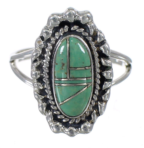 Silver Turquoise Inlay Ring Size 5 AX88284