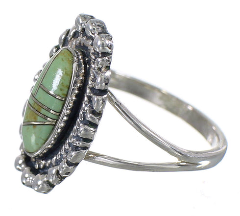 Silver Southwest Turquoise Inlay Ring Size 4-3/4 AX88297