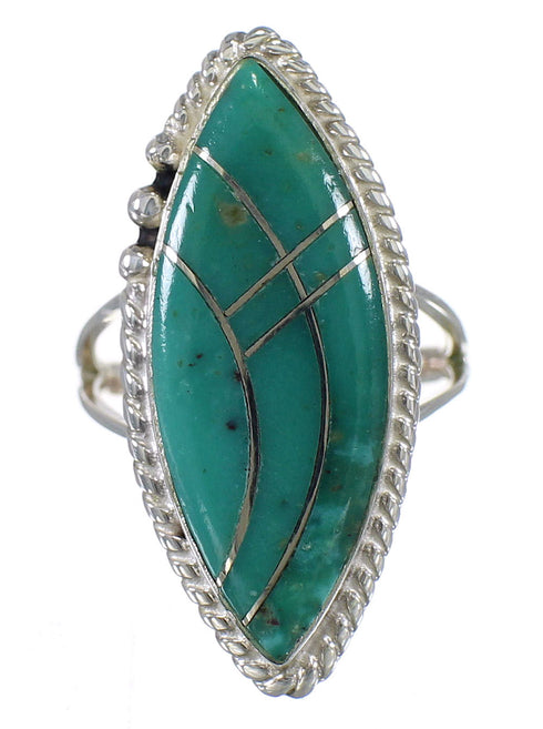 Authentic Sterling Silver Jewelry Turquoise Inlay Ring Size 4-3/4 AX88307