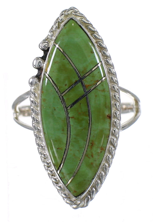 Authentic Sterling Silver Southwest Jewelry Turquoise Inlay Ring Size 6-1/2 AX88308