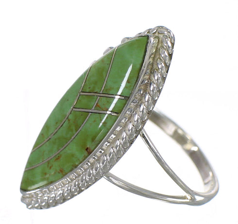 Authentic Sterling Silver Southwest Jewelry Turquoise Inlay Ring Size 6-1/2 AX88308