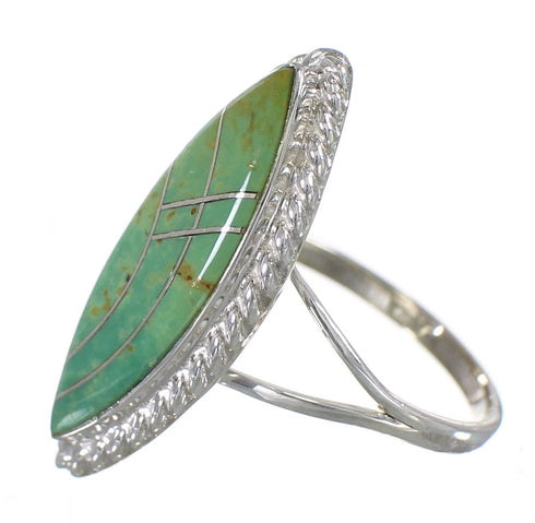 Authentic Sterling Silver Southwestern Jewelry Turquoise Inlay Ring Size 6-1/2 AX88309