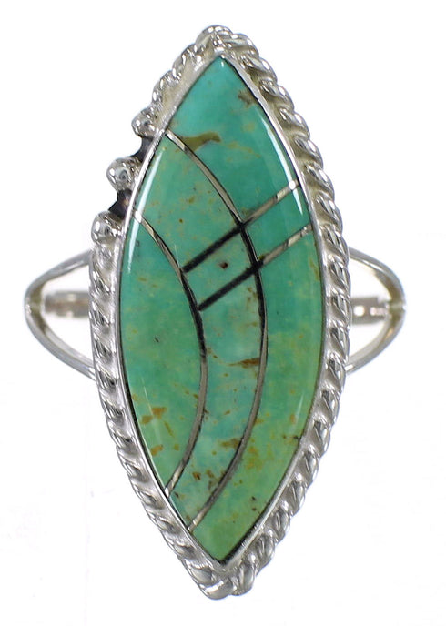 Sterling Silver Southwest Turquoise Inlay Ring Size 5-1/4 AX88312