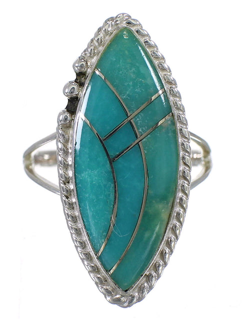 Southwest Silver Turquoise Jewelry Ring Size 4-1/2 AX88323