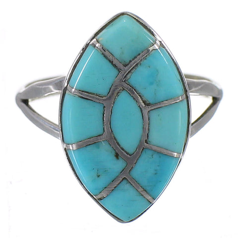 Southwestern Jewelry Turquoise Silver Ring Size 7-1/2 AX88359