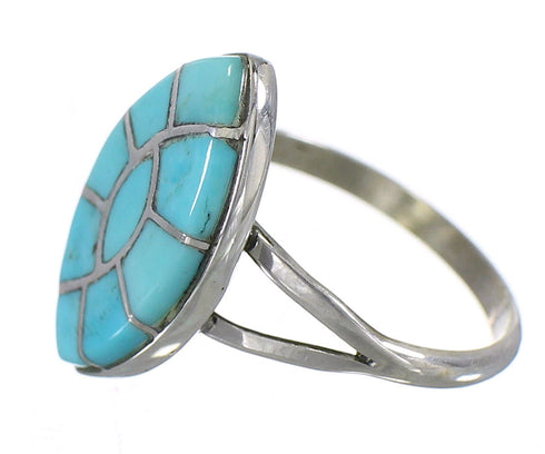 Southwestern Jewelry Turquoise Silver Ring Size 7-1/2 AX88359