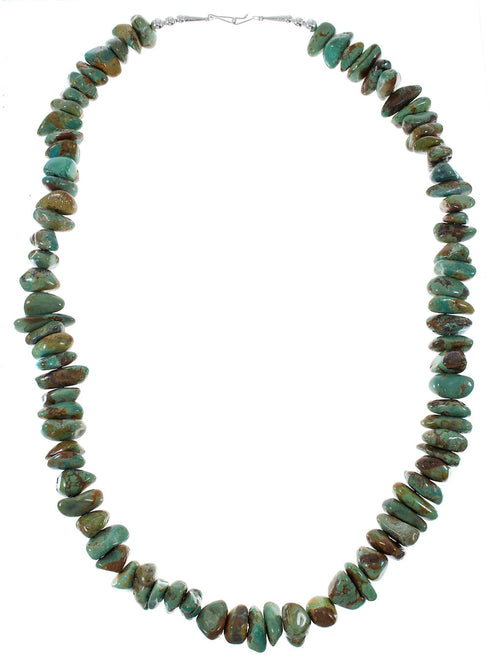 Sterling Silver Kingmam Turquoise Navajo Indian Bead Necklace AX85129