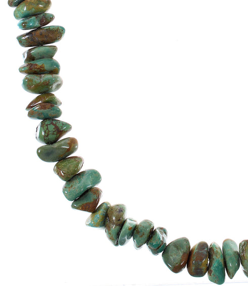 Sterling Silver Kingmam Turquoise Navajo Indian Bead Necklace AX85129