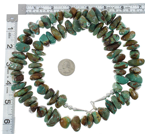 Sterling Silver Kingmam Turquoise Navajo Indian Bead Necklace AX85129