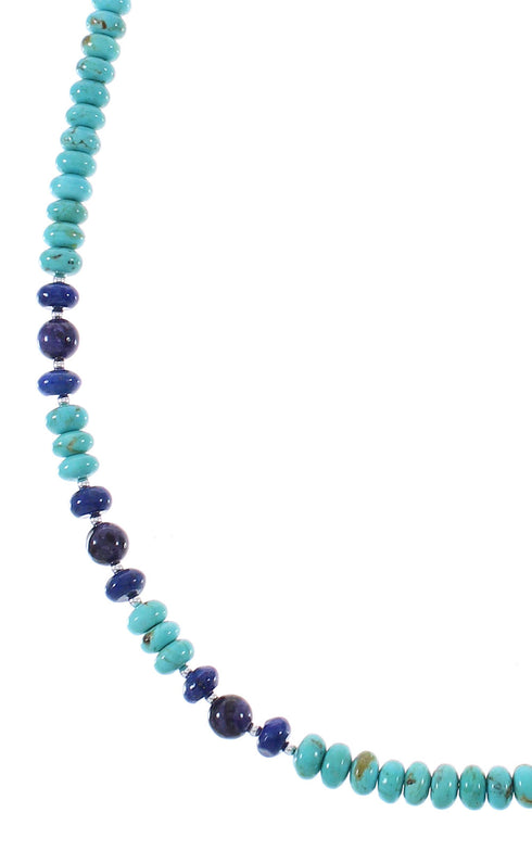 American Indian Multicolor Genuine Sterling Silver Bead Necklace RX85888