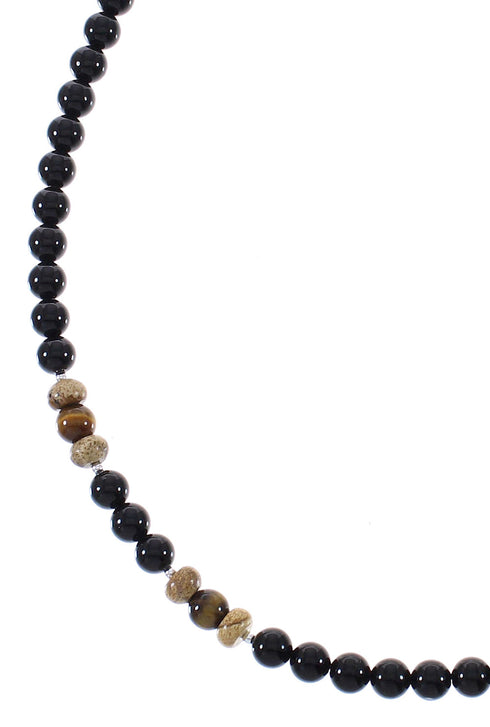 Multicolor Sterling Silver American Indian Jewelry Bead Necklace RX85963