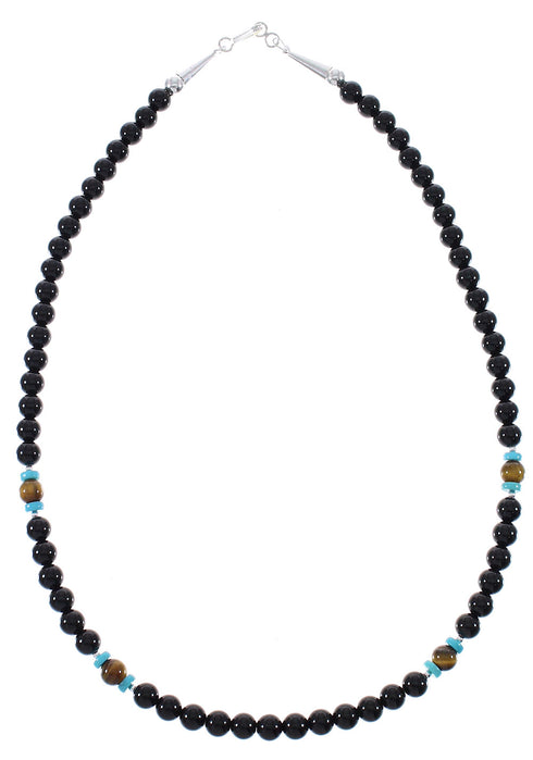 Multicolor And Genuine Sterling Silver Navajo Jewelry Bead Necklace RX85969