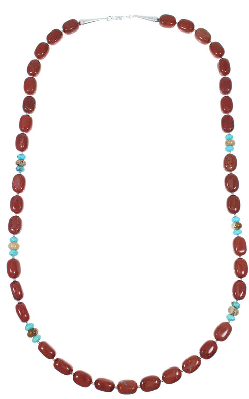 Navajo Sterling Silver Multicolor Bead Necklace AX88871