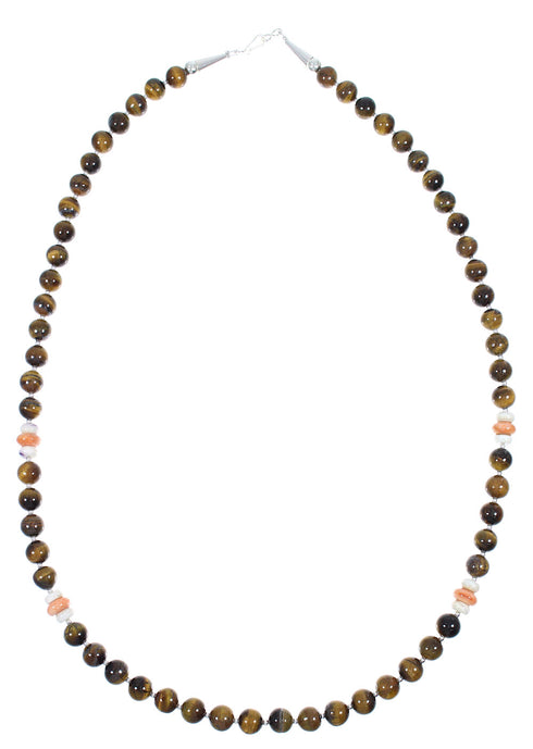 Navajo Authentic Sterling Silver Multicolor Bead Necklace AX88878