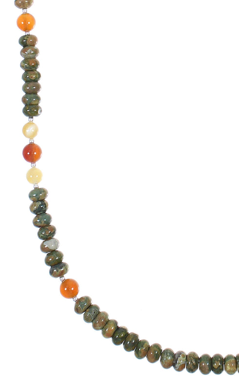 Multicolor Sterling Silver Navajo Bead Necklace AX88884