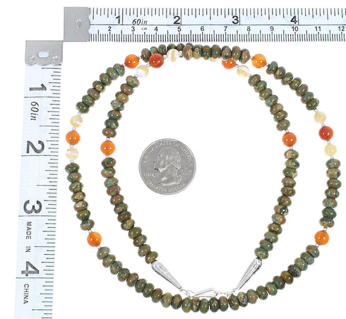 Multicolor Sterling Silver Navajo Bead Necklace AX88884