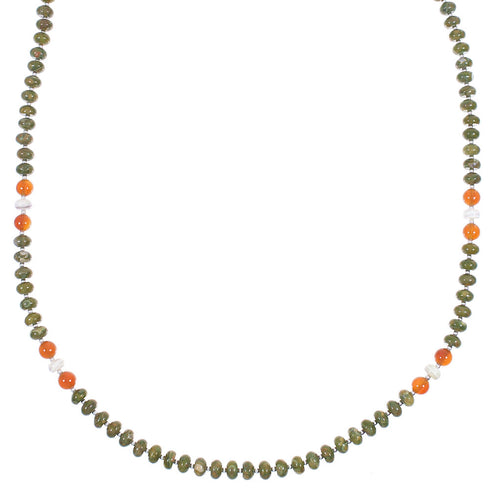 Multicolor Sterling Silver American Indian Navajo Bead Necklace AX88888