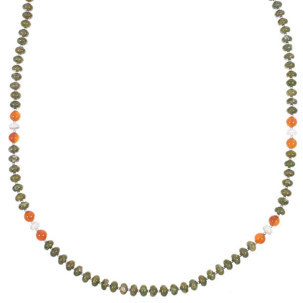 Multicolor Sterling Silver American Indian Navajo Bead Necklace AX88888