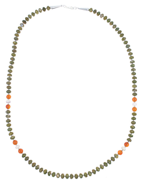 Multicolor Sterling Silver American Indian Navajo Bead Necklace AX88888