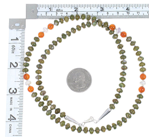 Multicolor Sterling Silver American Indian Navajo Bead Necklace AX88888