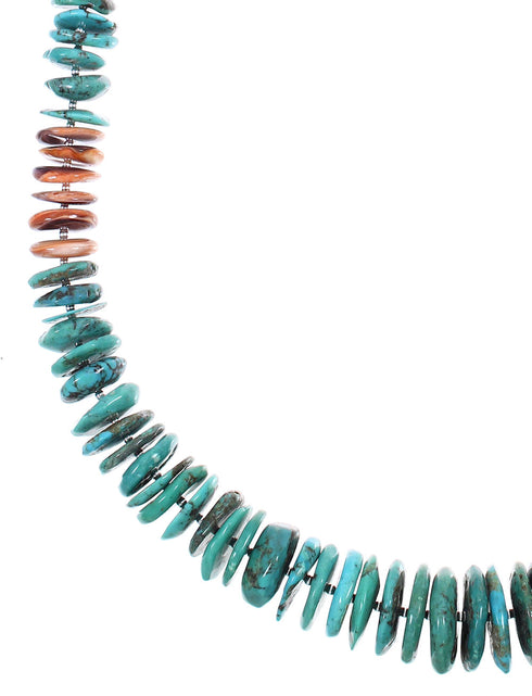 Multicolor Genuine Sterling Silver Native American Navajo Bead Necklace AX88938