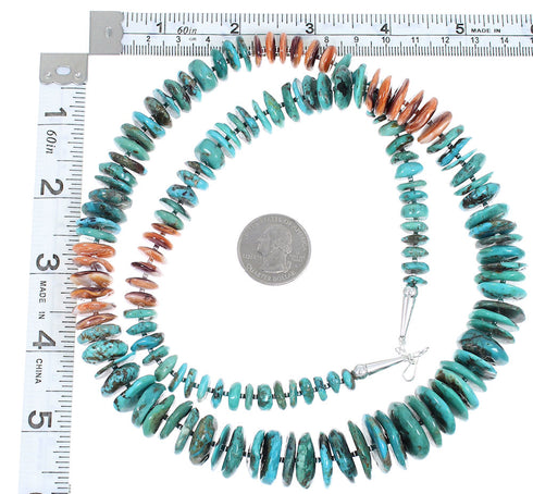 Multicolor Genuine Sterling Silver Native American Navajo Bead Necklace AX88938