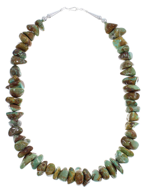 Genuine Sterling Silver Kingman Turquoise American Indian Navajo Bead Necklace AX89420