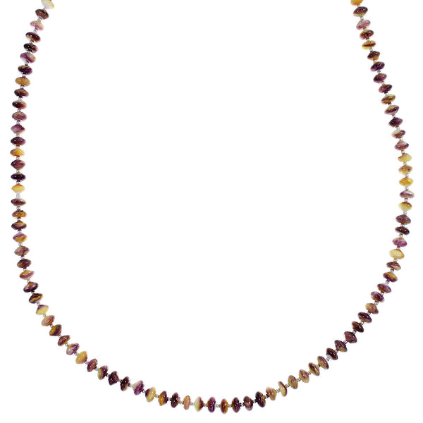 Purple And Orange Oyster Shell Silver Navajo Indian Bead Necklace YX89382