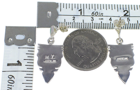 Sterling Silver Turquoise Inlay Southwest Arrowhead Post Dangle Earrings RX89357