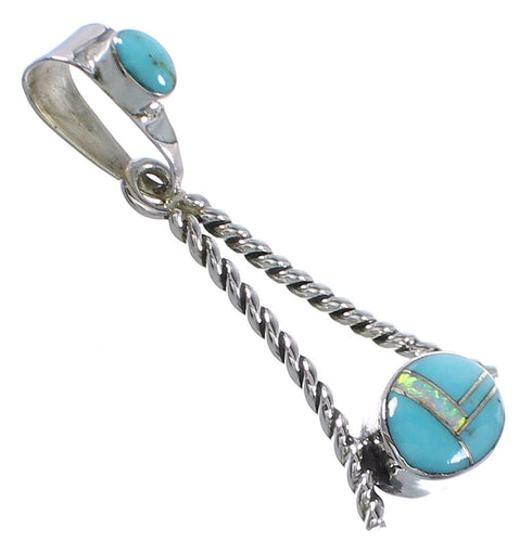 Southwest Turquoise Opal Sterling Silver Pendant RX89435