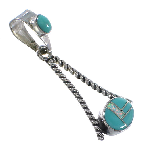 Genuine Sterling Silver Turquoise Opal Pendant RX89437