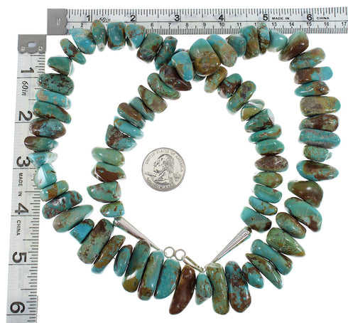 Sterling Silver Kingman Turquoise Southwest Bead Necklace AX91346
