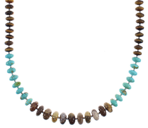 Navajo Multicolor Authentic Sterling Silver Bead Necklace RX91580