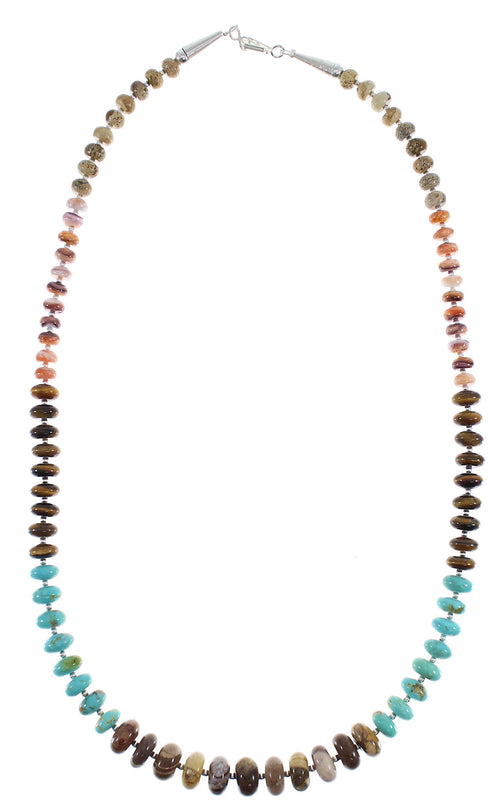 Navajo Multicolor Genuine Sterling Silver Bead Necklace RX91579