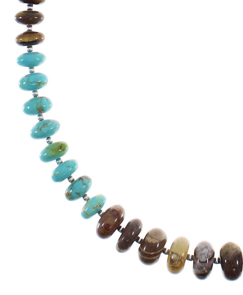Navajo Multicolor Authentic Sterling Silver Bead Necklace RX91580