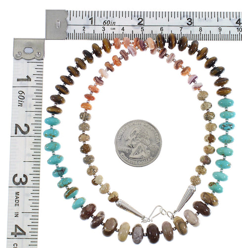 Navajo Multicolor Authentic Sterling Silver Bead Necklace RX91580