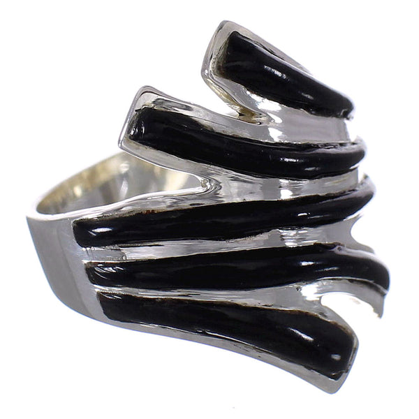 Silver Southwest Jet Ring Size 7-1/4 QX87546