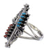 Silver Water Wave Coral And Turquoise Needlepoint Ring Size 6-3/4 YX89605